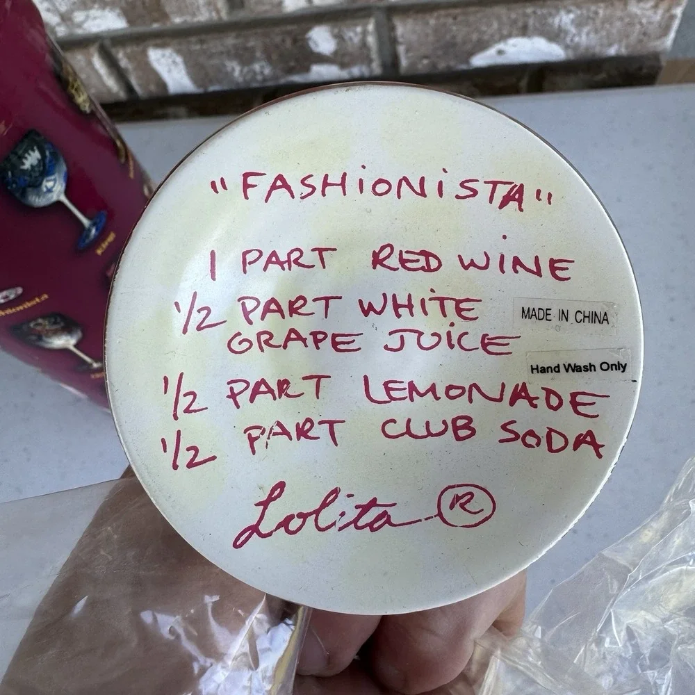 Lolita Hand Painted Wine‎ Glass 15oz Fashionista Recipe on Bottom